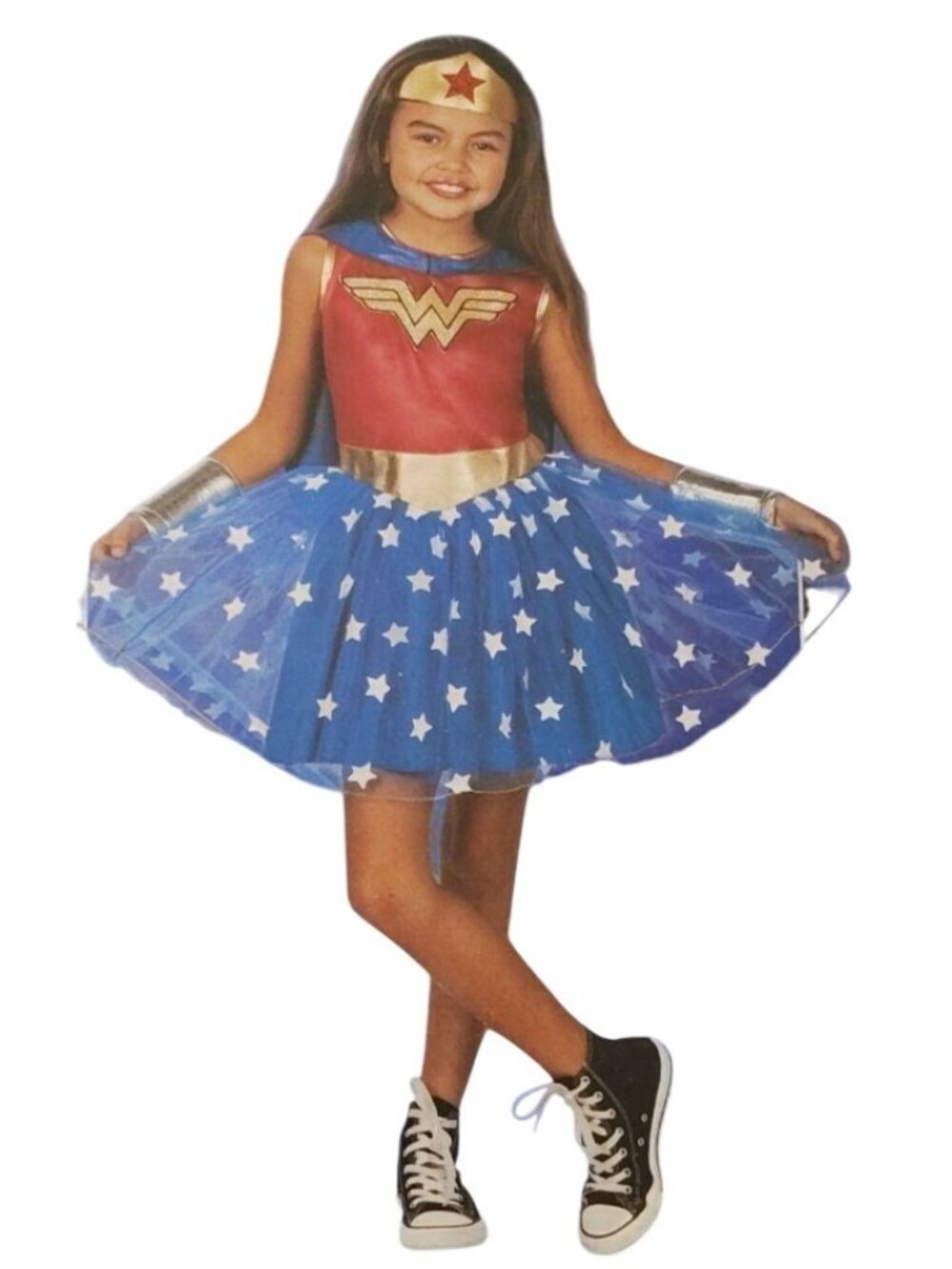 Rubies DC Comics Girls XS Wonder Woman Costume Dress Cape Headband Gauntlets NIP
